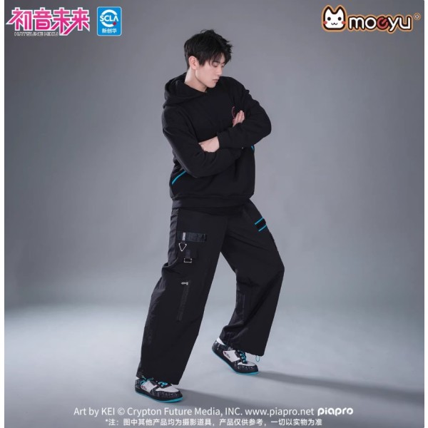 Moeyu Hatsune Miku Techwear Cargo Pants - Men's Straight-Leg Multi-Pocket Trousers
